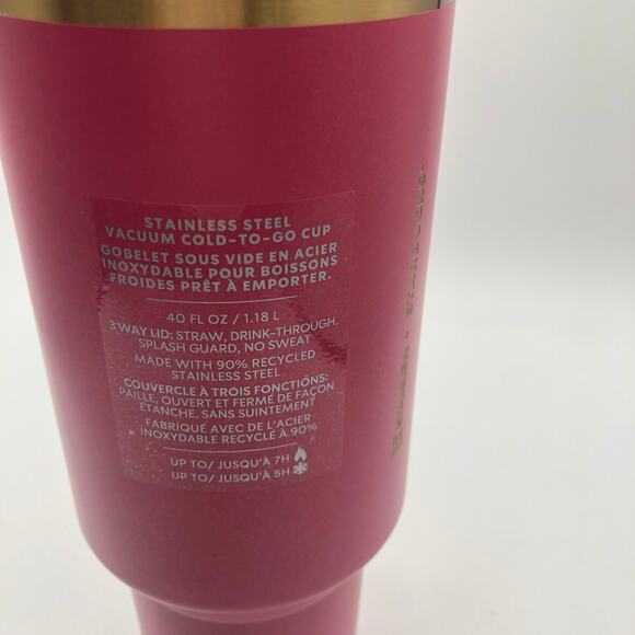Stanley x Starbucks 40oz Tumbler berry Pink and Gold Holiday 2024 NEW